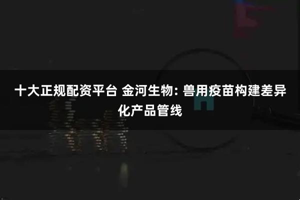 十大正规配资平台 金河生物: 兽用疫苗构建差异化产品管线